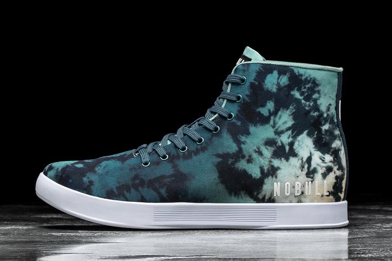 Turquoise Nobull High-Top Teal Tie-Dye Canvas Men\'s Trainers | CA G1413S